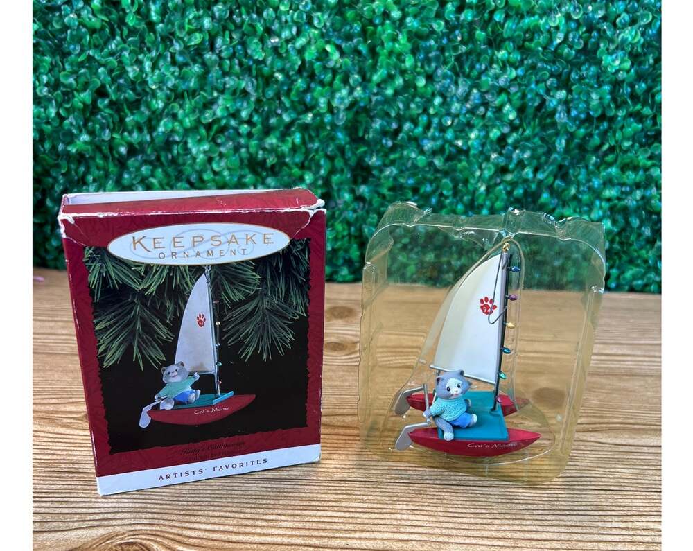 Vintage 1994 Hallmark Keepsake Cat's Meow Kitty's Catamaran Ornament
